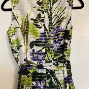 Tommy Hilfiger - Size 4 - White midi dress with floral pattern